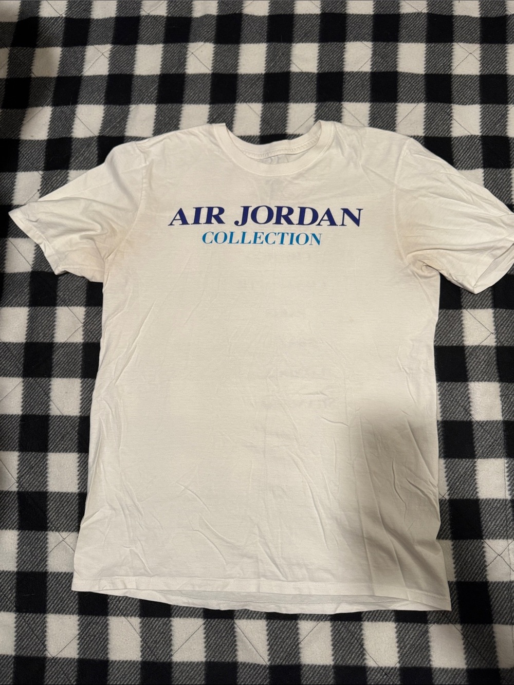 Jordan White Tee with Blue 'Air Jordan Collection' Graphic